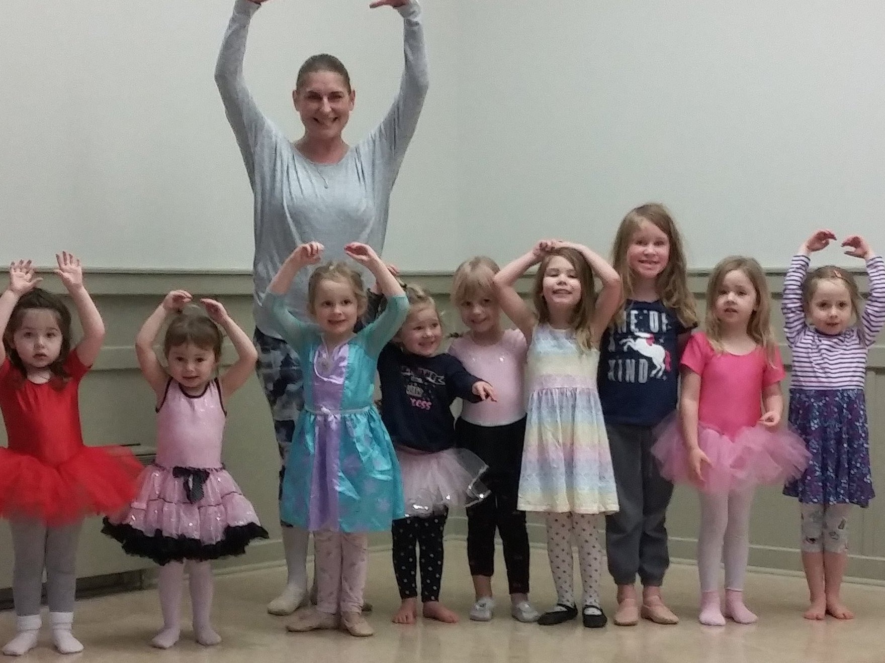 little girls at ballet class with teacher