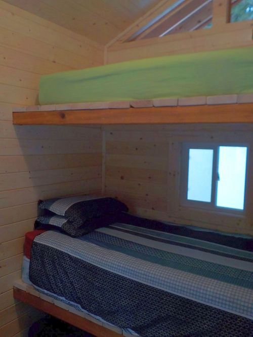 bunk beds in a hut